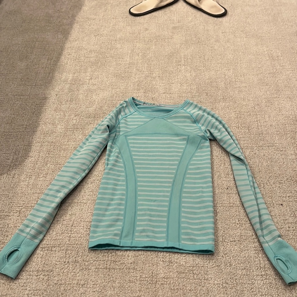 Ivivva Teal Striped Long Sleeve Size 11 Girls Can Fit Adult S/M Offer Before Buy